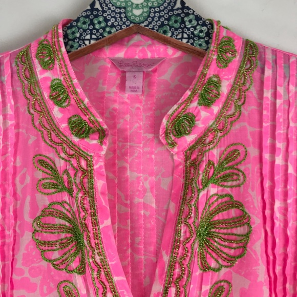 Lilly Pulitzer Sarasota Beaded Pink Tunic Sz. S - Picture 3 of 8